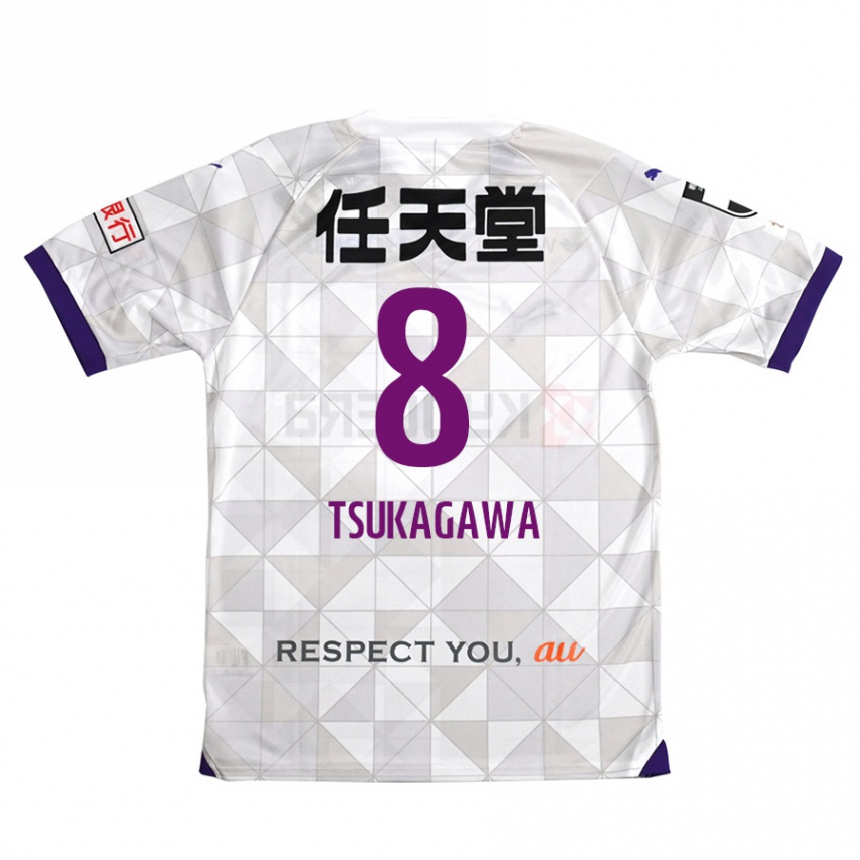 Men Football Koki Tsukagawa #8 White Purple Away Jersey 2024/25 T-Shirt Za