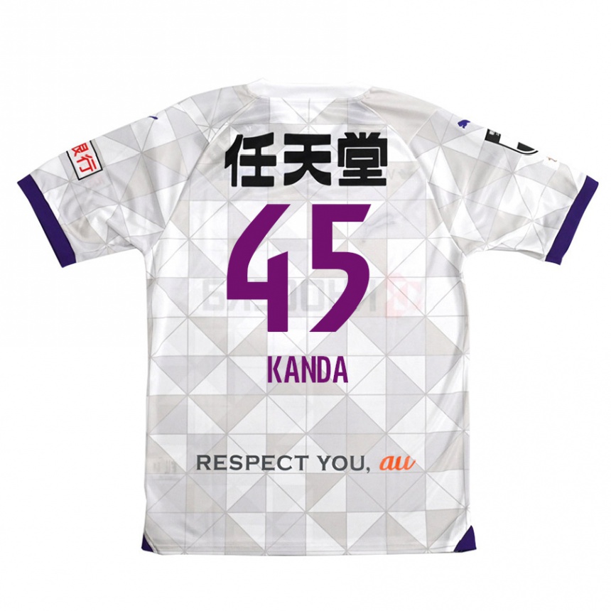 Men Football Kotaro Kanda #45 White Purple Away Jersey 2024/25 T-Shirt Za