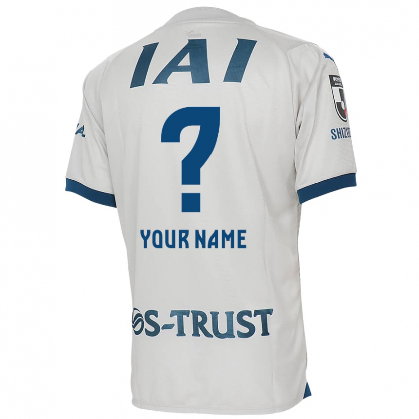 Men Football Your Name #0 White Blue Away Jersey 2024/25 T-Shirt Za