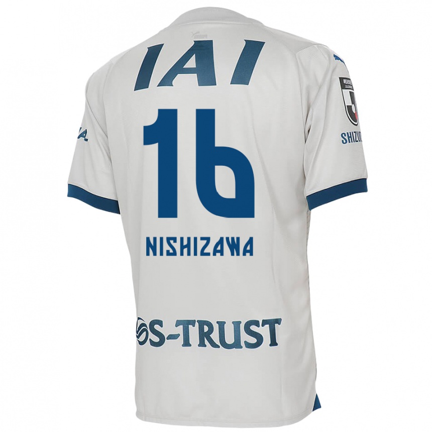 Men Football Kenta Nishizawa #16 White Blue Away Jersey 2024/25 T-Shirt Za