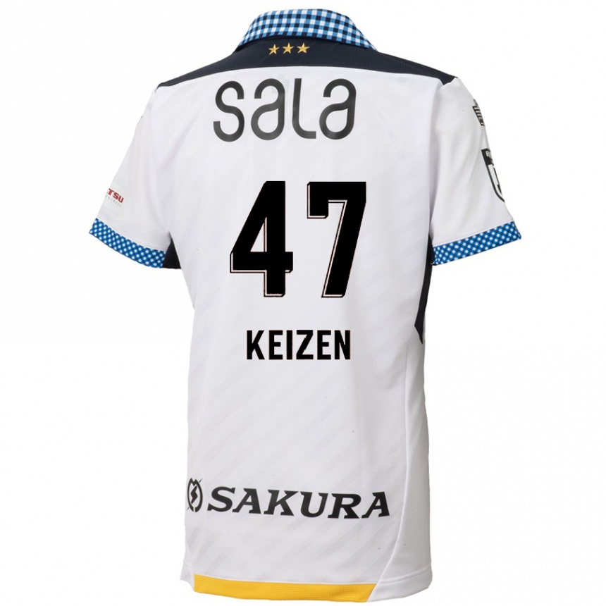 Men Football Keizen Iida #47 White Black Away Jersey 2024/25 T-Shirt Za