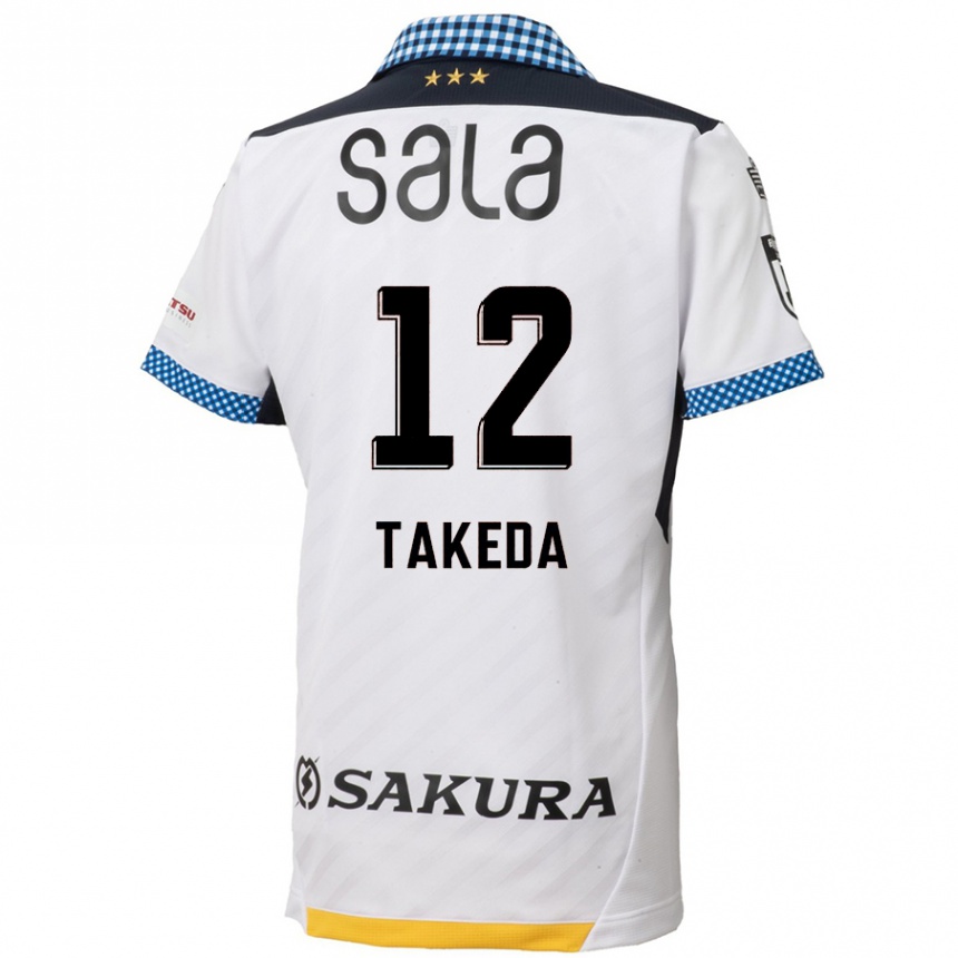 Men Football Yusei Takeda #12 White Black Away Jersey 2024/25 T-Shirt Za