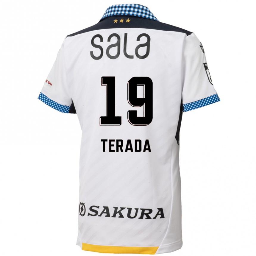 Men Football Akihiko Terada #19 White Black Away Jersey 2024/25 T-Shirt Za