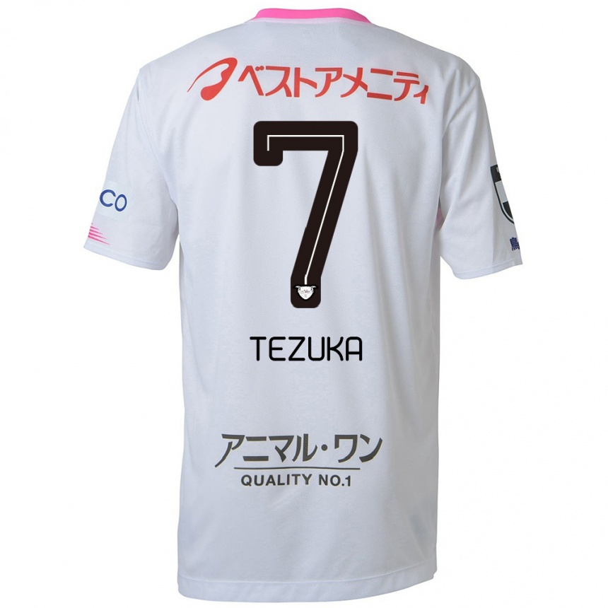 Men Football Kohei Tezuka #7 White Blue Pink Away Jersey 2024/25 T-Shirt Za