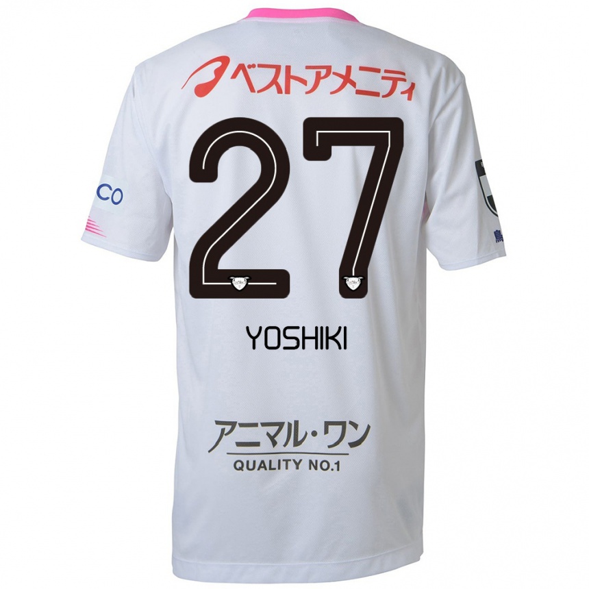 Men Football Yoshiki Narahara #27 White Blue Pink Away Jersey 2024/25 T-Shirt Za