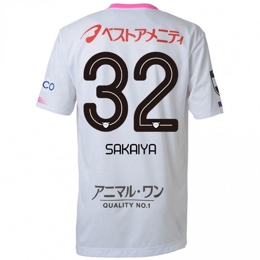 Men Football Keisuke Sakaiya #32 White Blue Pink Away Jersey 2024/25 T-Shirt Za