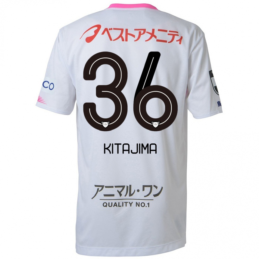 Men Football Fumiya Kitajima #36 White Blue Pink Away Jersey 2024/25 T-Shirt Za