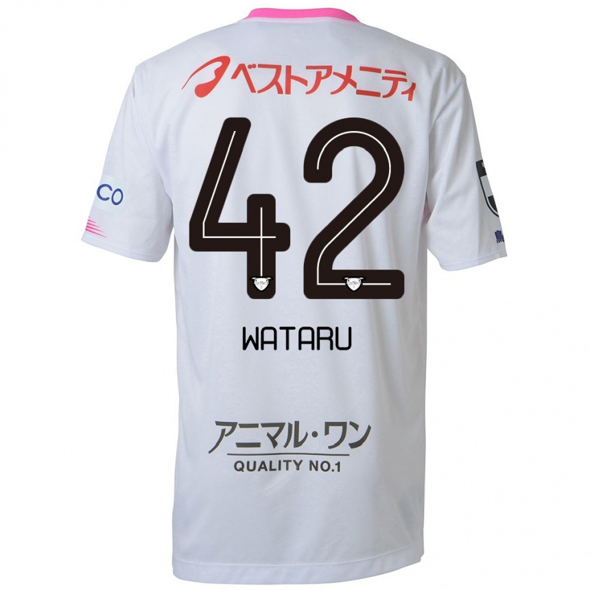 Men Football Wataru Harada #42 White Blue Pink Away Jersey 2024/25 T-Shirt Za