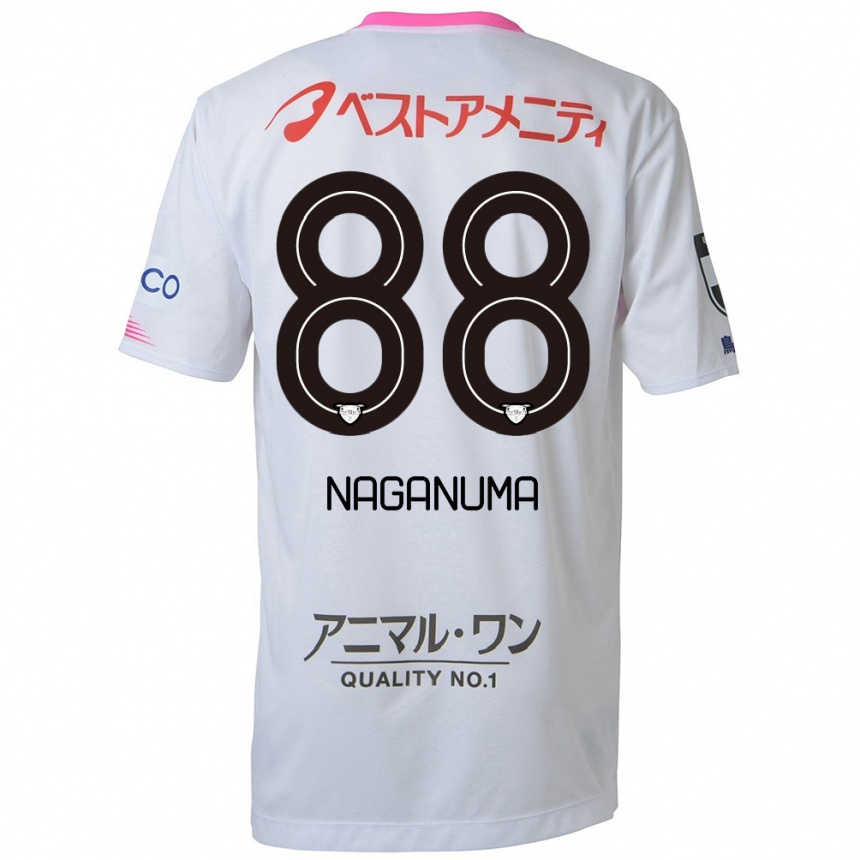 Men Football Yoichi Naganuma #88 White Blue Pink Away Jersey 2024/25 T-Shirt Za