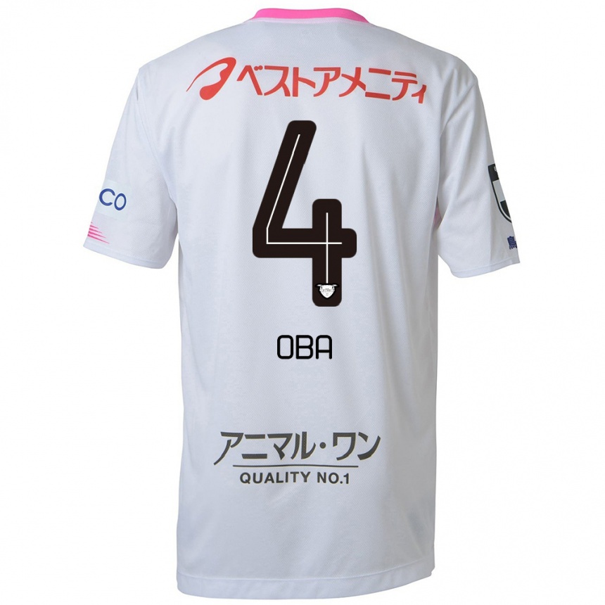 Men Football Shotaro Oba #4 White Blue Pink Away Jersey 2024/25 T-Shirt Za