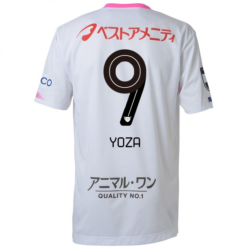 Men Football Tomomichi Yoza #9 White Blue Pink Away Jersey 2024/25 T-Shirt Za