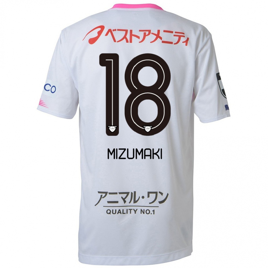 Men Football Tokito Mizumaki #18 White Blue Pink Away Jersey 2024/25 T-Shirt Za