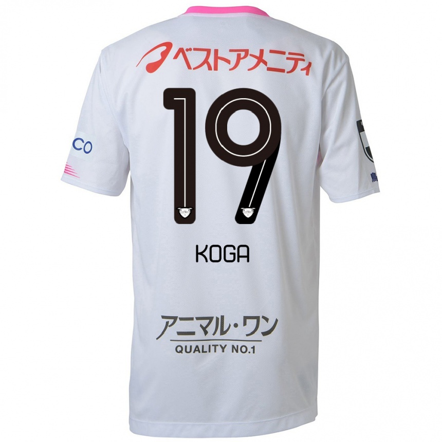 Men Football Ryoma Koga #19 White Blue Pink Away Jersey 2024/25 T-Shirt Za