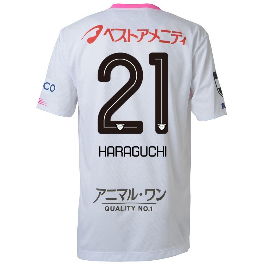 Men Football Konosuke Haraguchi #21 White Blue Pink Away Jersey 2024/25 T-Shirt Za