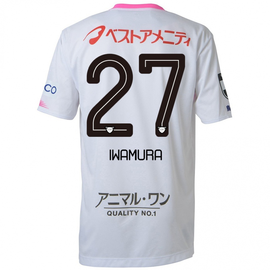 Men Football Junnosuke Iwamura #27 White Blue Pink Away Jersey 2024/25 T-Shirt Za