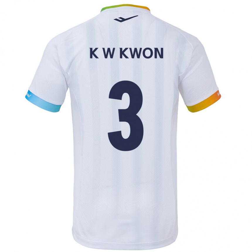 Men Football Wan-Kyu Kwon #3 White Blue Away Jersey 2024/25 T-Shirt Za