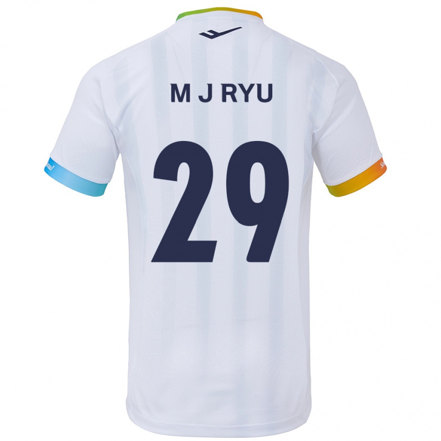 Men Football Jae-Moon Ryu #29 White Blue Away Jersey 2024/25 T-Shirt Za