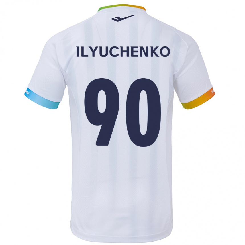 Men Football Stanislav Ilyuchenko #90 White Blue Away Jersey 2024/25 T-Shirt Za