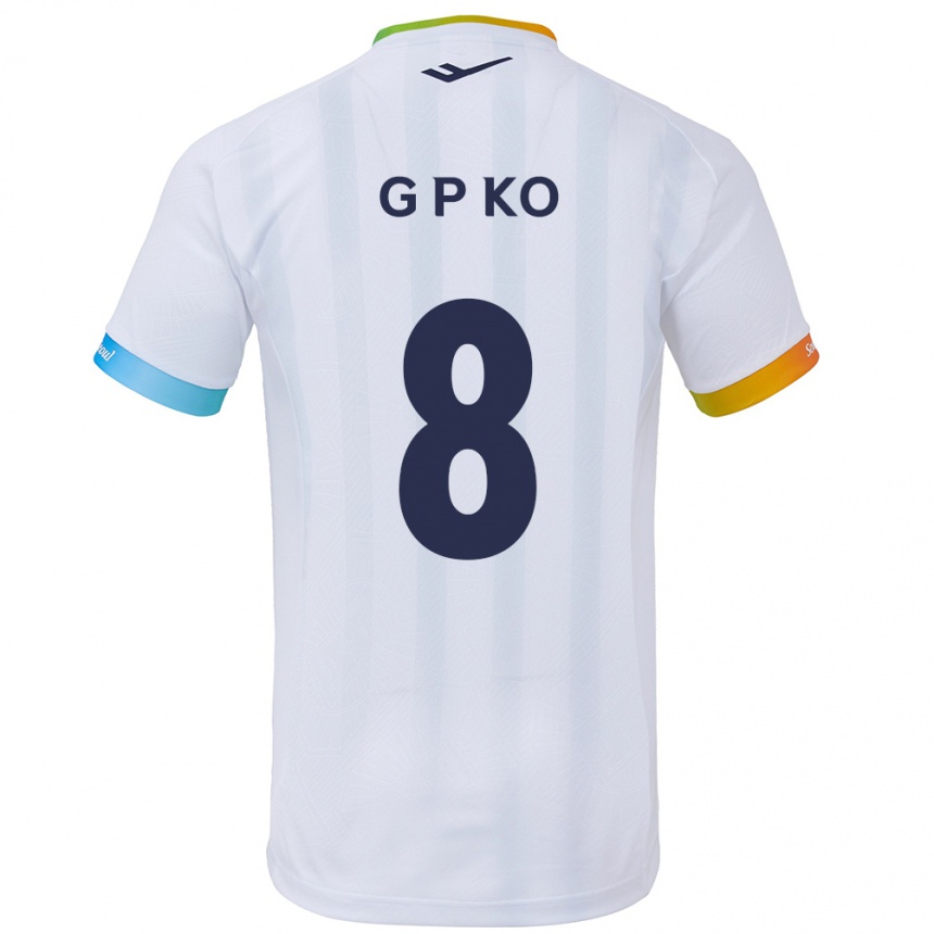 Men Football Pil-Gwan Ko #8 White Blue Away Jersey 2024/25 T-Shirt Za