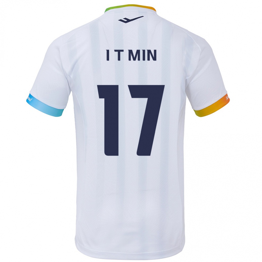 Men Football Tae-In Min #17 White Blue Away Jersey 2024/25 T-Shirt Za