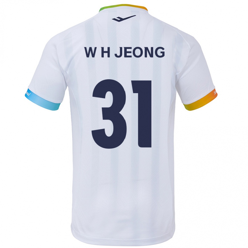 Men Football Hyun-Woong Jeong #31 White Blue Away Jersey 2024/25 T-Shirt Za