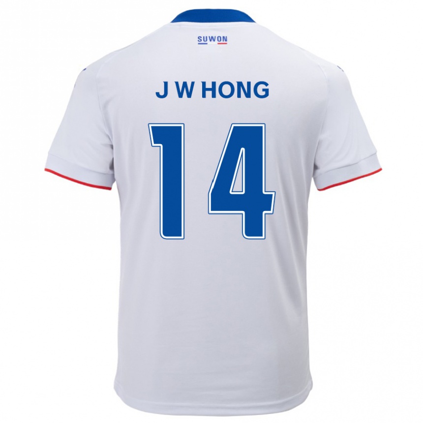 Men Football Won-Jin Hong #14 White Blue Away Jersey 2024/25 T-Shirt Za