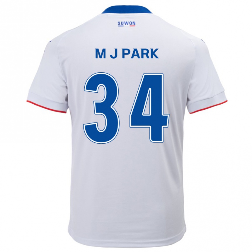 Men Football Ji-Min Park #34 White Blue Away Jersey 2024/25 T-Shirt Za