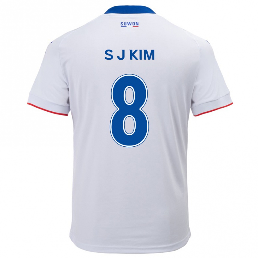 Men Football Ji-Sung Kim #8 White Blue Away Jersey 2024/25 T-Shirt Za