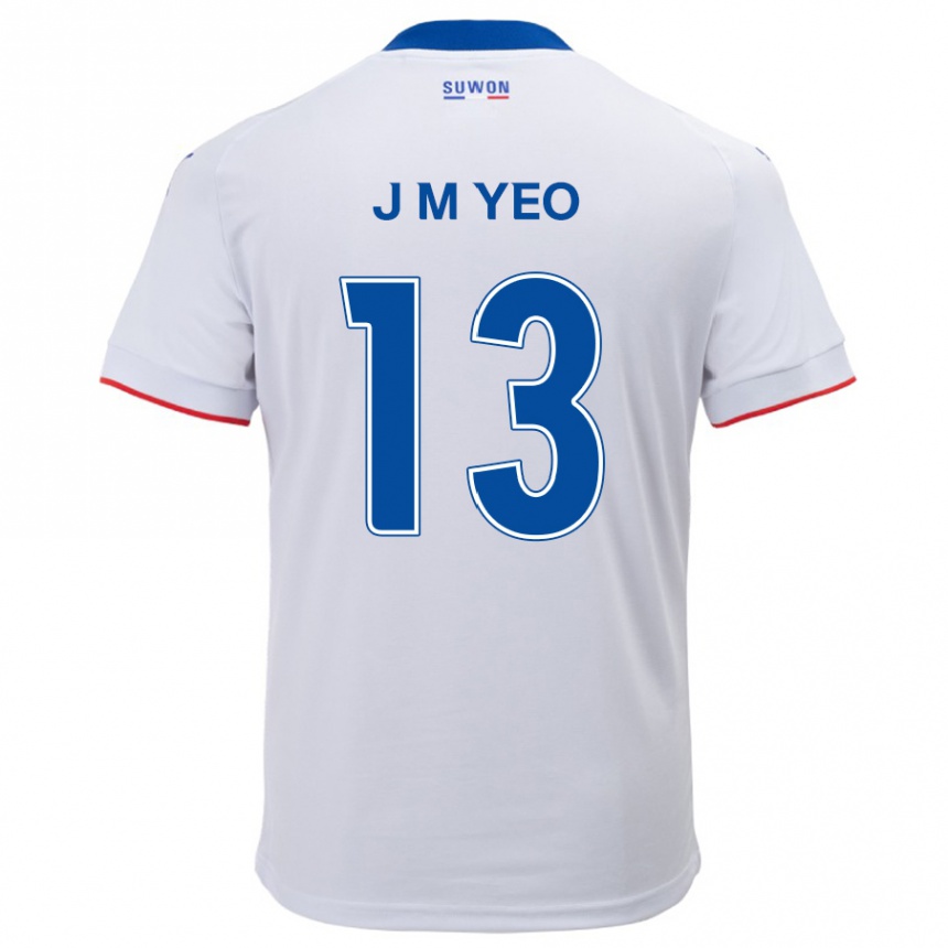 Men Football Min-Jun Yeo #13 White Blue Away Jersey 2024/25 T-Shirt Za