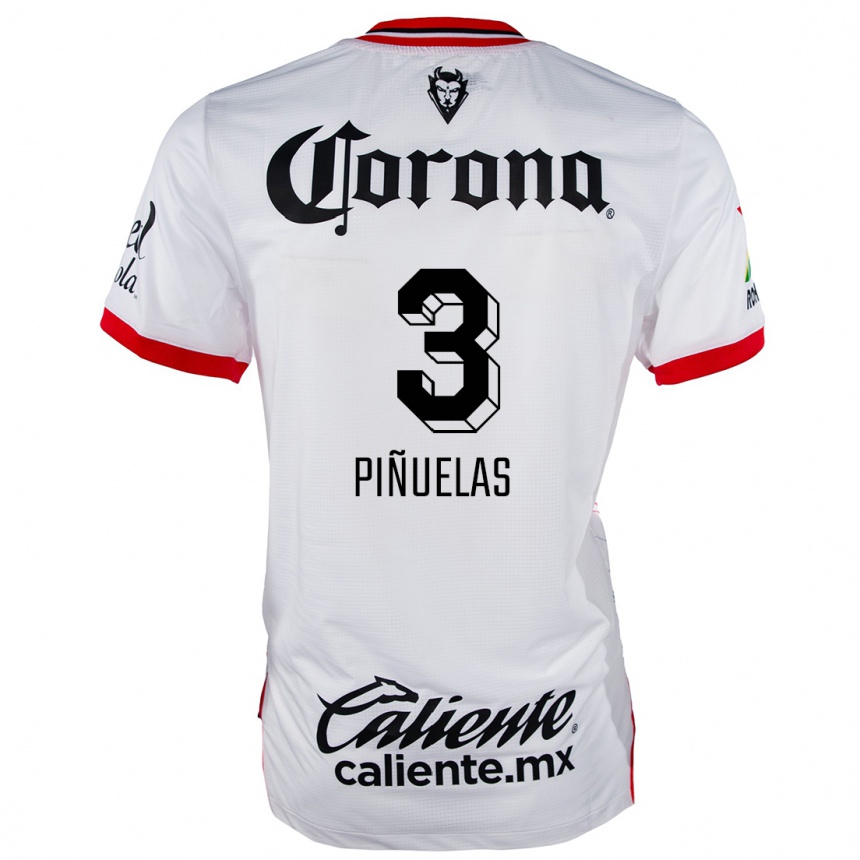 Men Football Fernando Piñuelas #3 White Red Away Jersey 2024/25 T-Shirt Za