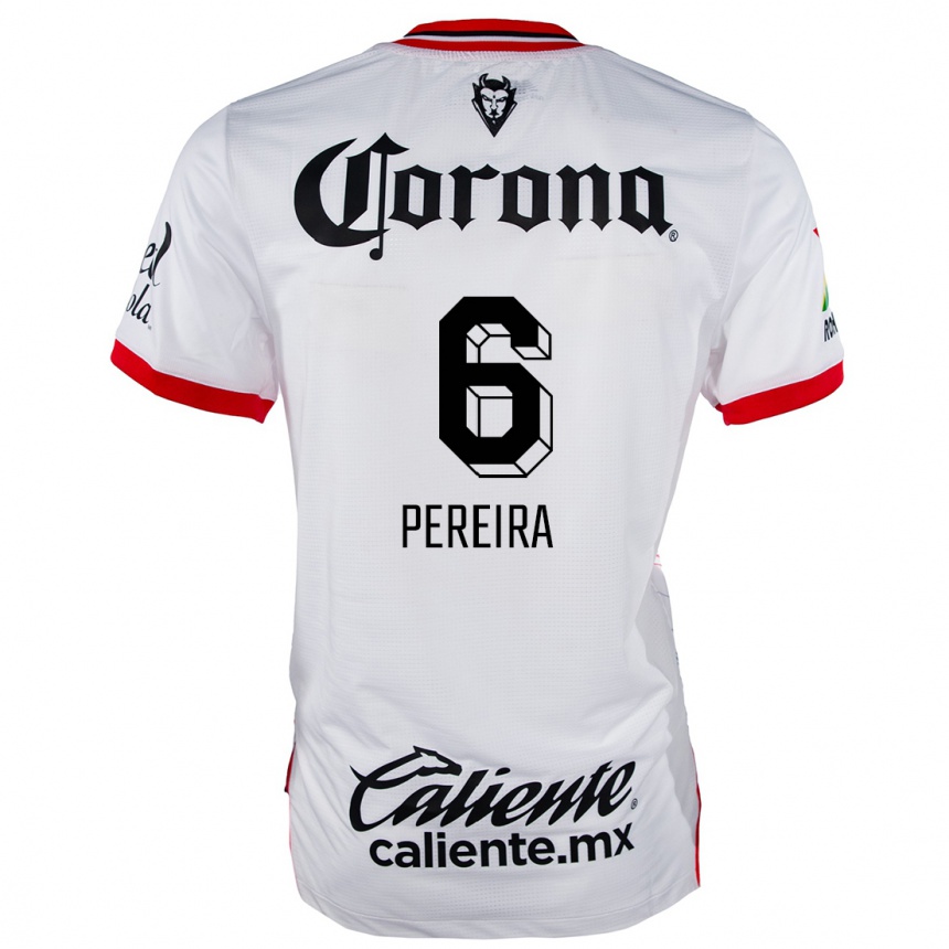 Men Football Federico Pereira #6 White Red Away Jersey 2024/25 T-Shirt Za