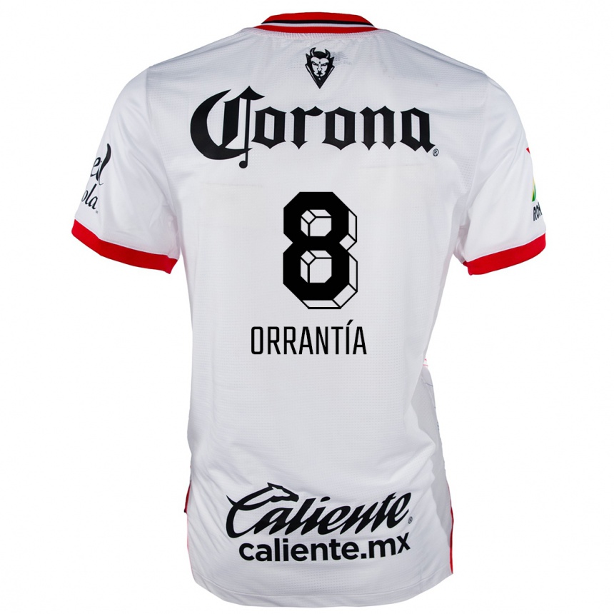 Men Football Carlos Orrantía #8 White Red Away Jersey 2024/25 T-Shirt Za