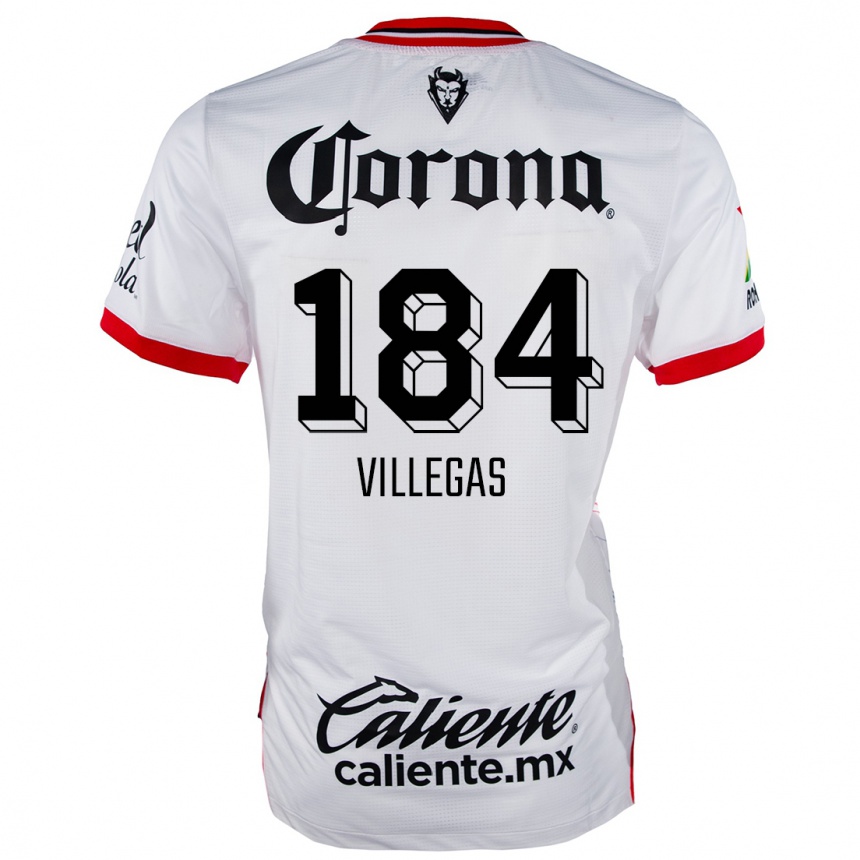 Men Football Abraham Villegas #184 White Red Away Jersey 2024/25 T-Shirt Za