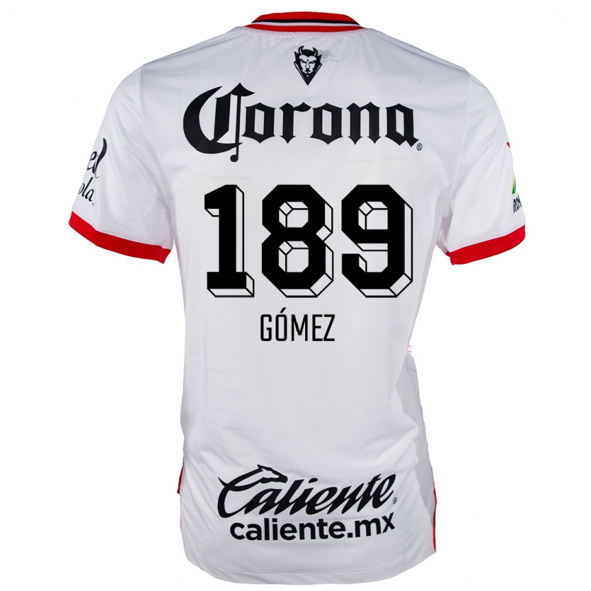 Men Football Enrique Gómez #189 White Red Away Jersey 2024/25 T-Shirt Za