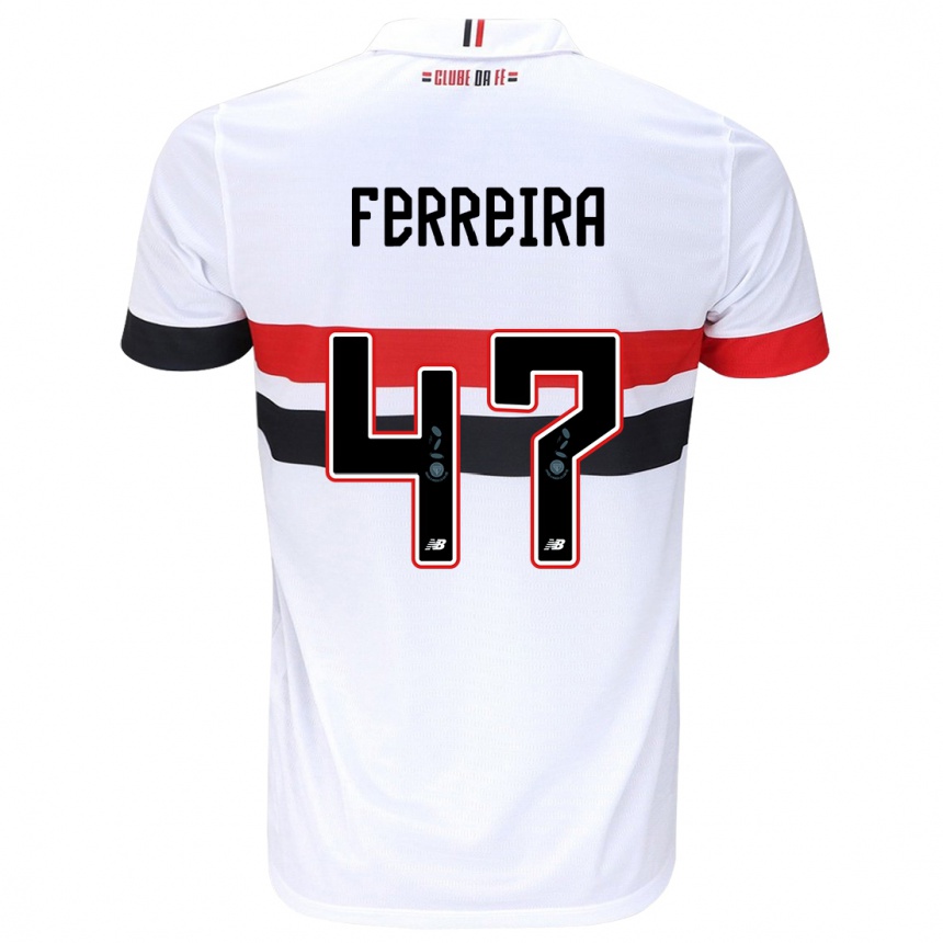 Women Football Ferreira #47 White Red Black Home Jersey 2024/25 T-Shirt Za