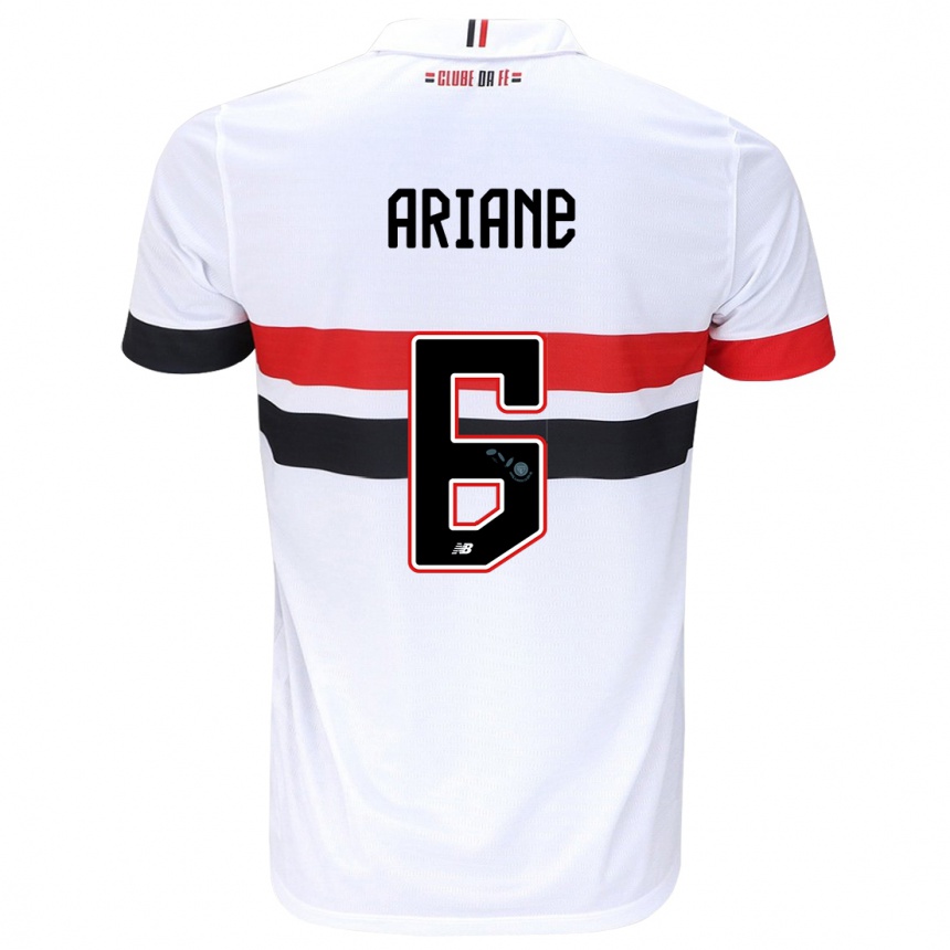 Women Football Ariane #6 White Red Black Home Jersey 2024/25 T-Shirt Za