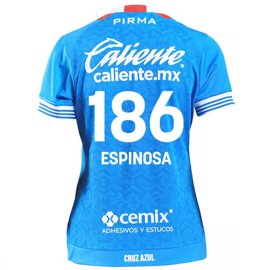 Women Football Brandón Espinosa #186 Sky Blue Home Jersey 2024/25 T-Shirt Za