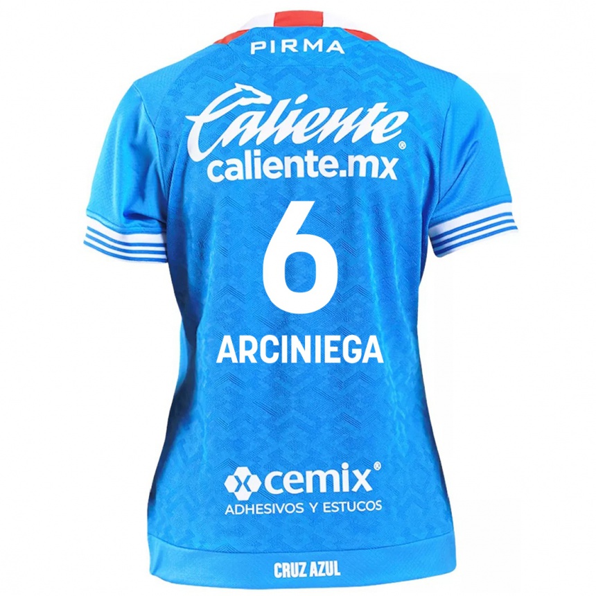 Women Football Mirelle Arciniega #6 Sky Blue Home Jersey 2024/25 T-Shirt Za