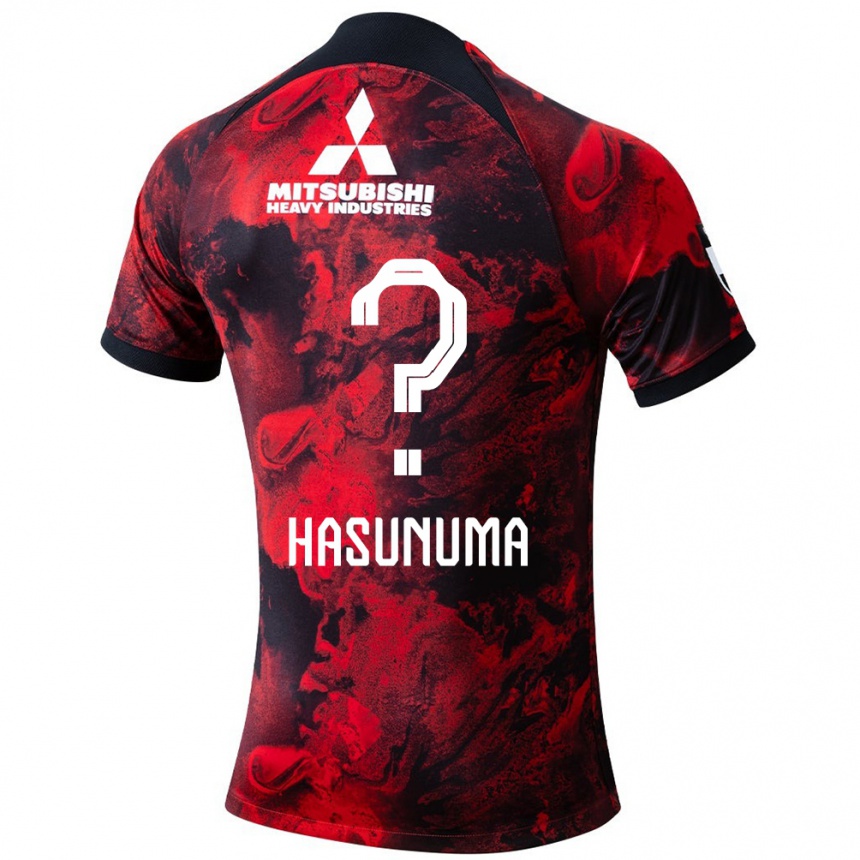 Women Football Shunsuke Hasunuma #0 Red Black Home Jersey 2024/25 T-Shirt Za