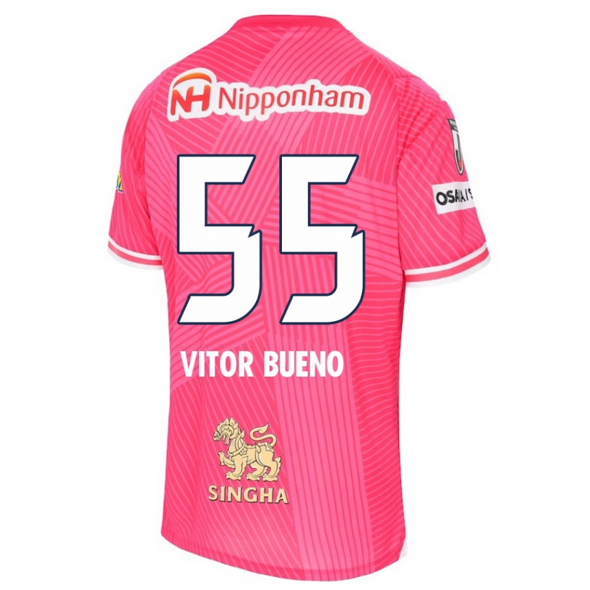 Women Football Vitor Bueno #55 Pink White Home Jersey 2024/25 T-Shirt Za