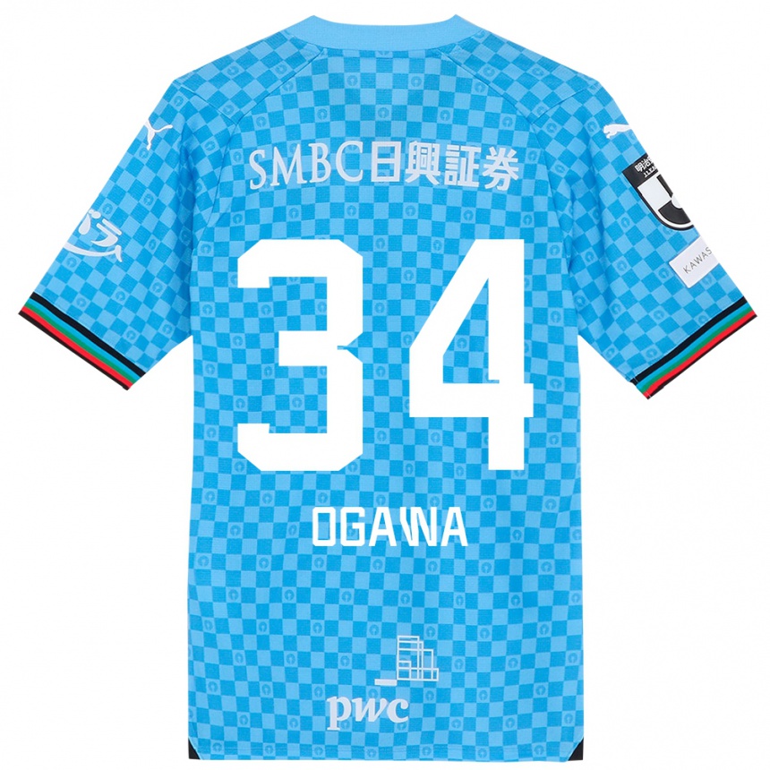 Women Football Hiroto Ogawa #34 Azure Blue Home Jersey 2024/25 T-Shirt Za