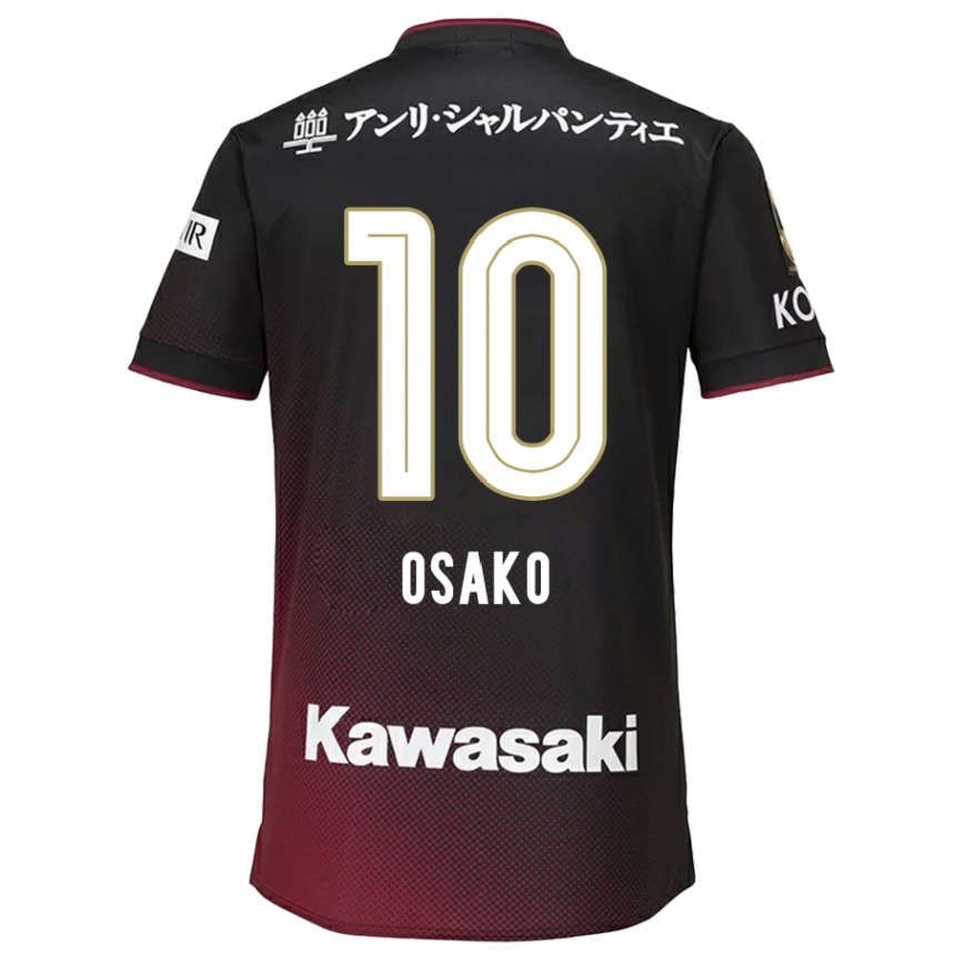 Women Football Yuya Osako #10 Black Red Home Jersey 2024/25 T-Shirt Za