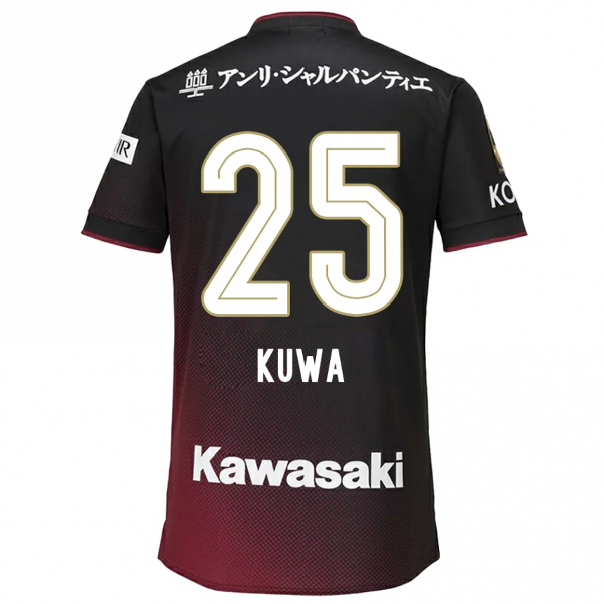 Women Football Yuya Kuwasaki #25 Black Red Home Jersey 2024/25 T-Shirt Za