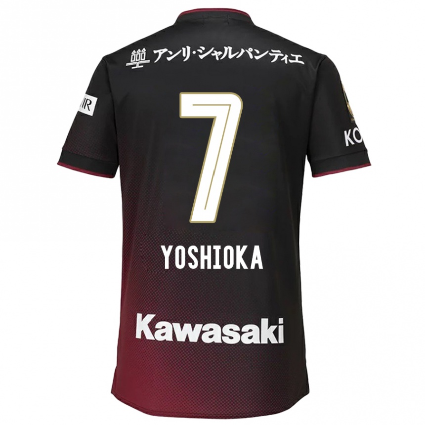 Women Football Ran Yoshioka #7 Black Red Home Jersey 2024/25 T-Shirt Za