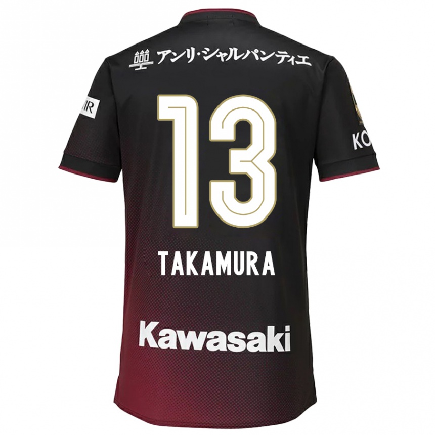 Women Football Tokiya Takamura #13 Black Red Home Jersey 2024/25 T-Shirt Za