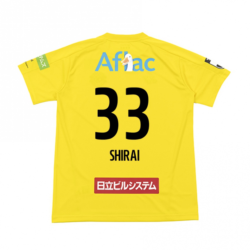 Women Football Eiji Shirai #33 Yellow Black Home Jersey 2024/25 T-Shirt Za