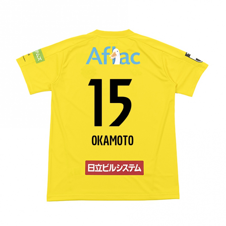 Women Football Ryoji Okamoto #15 Yellow Black Home Jersey 2024/25 T-Shirt Za