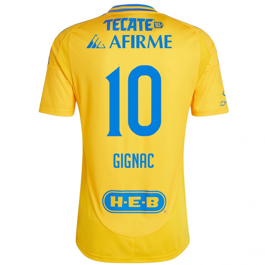 Women Football Andre-Pierre Gignac #10 Gold Yellow Home Jersey 2024/25 T-Shirt Za