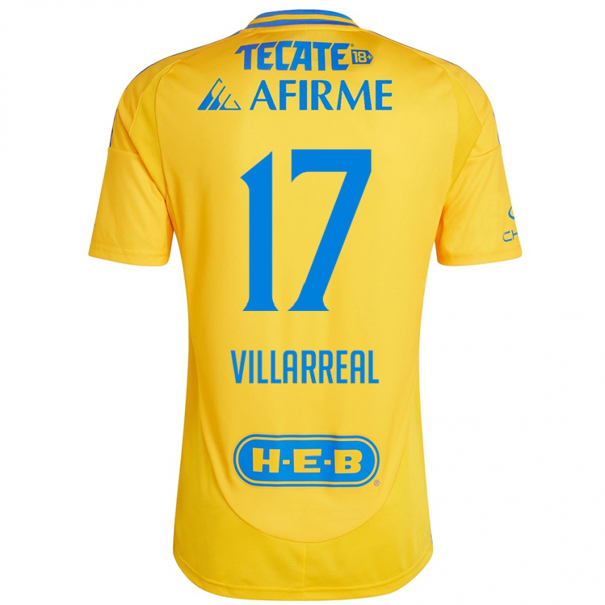 Women Football Natalia Villarreal #17 Gold Yellow Home Jersey 2024/25 T-Shirt Za