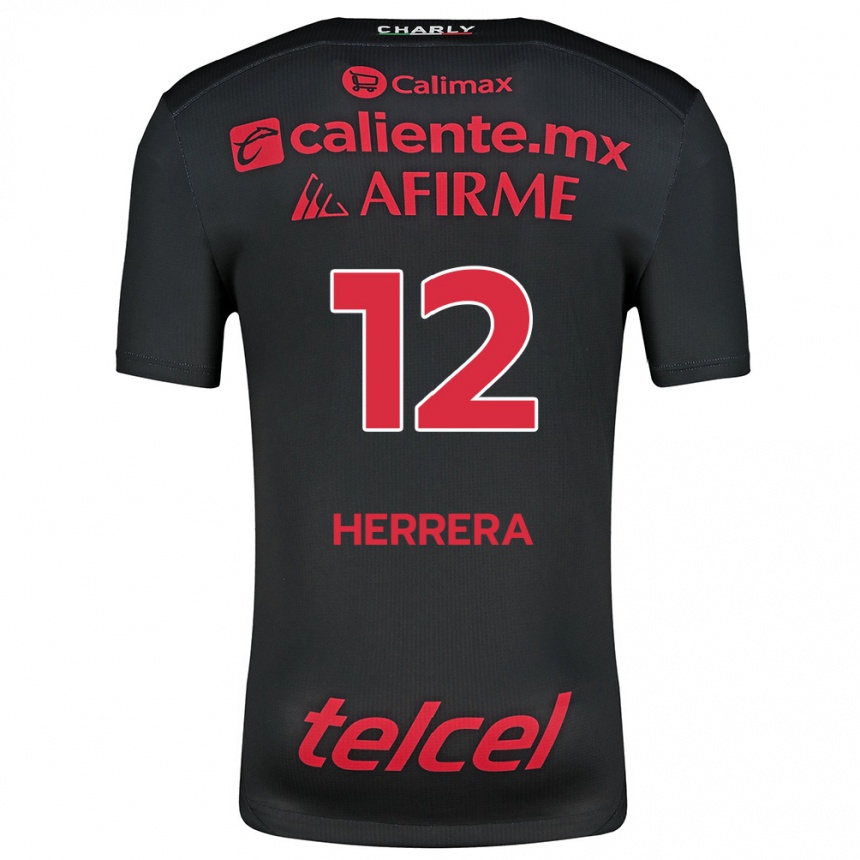 Women Football Melissa Herrera #12 Black Red Home Jersey 2024/25 T-Shirt Za